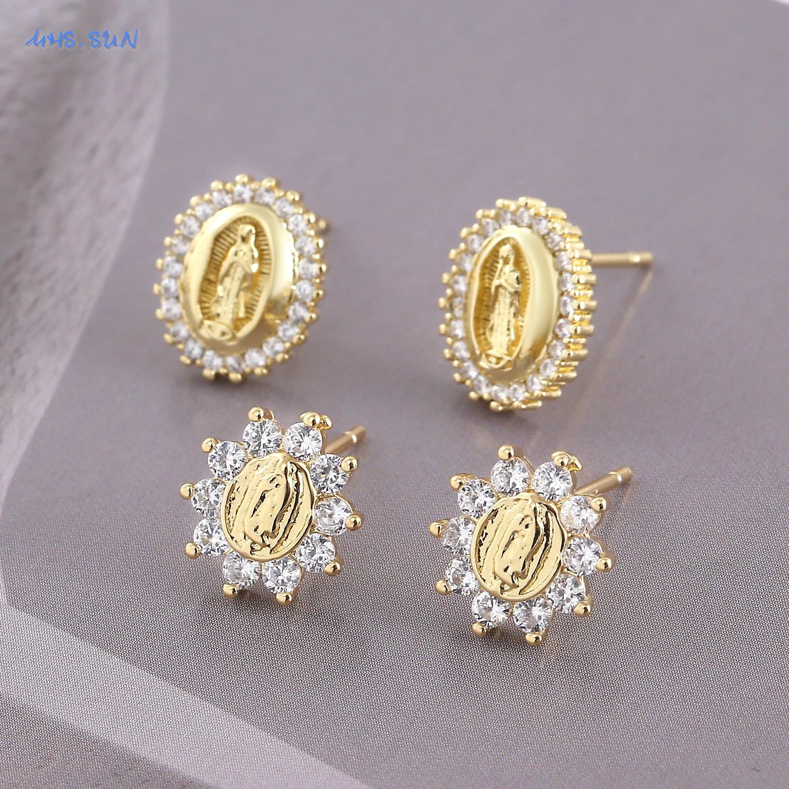 Серьги-гвоздики SUNSLL Lujan Девы Марии с кубическим цирконием для женщин и девочек