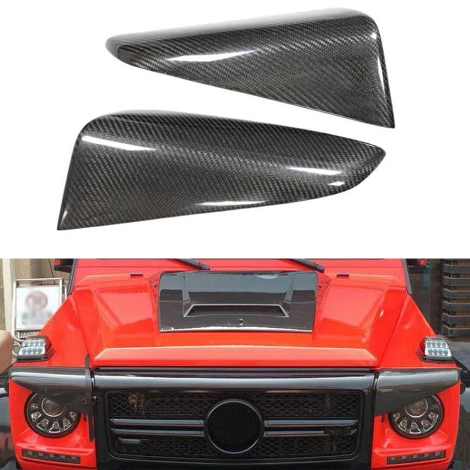 

Car Front Headlight Eyelid Eyebrow Head Light Cover Brow Lid Carbon Fiber For Mercedes Benz G-Class W463 G500 1998-2018