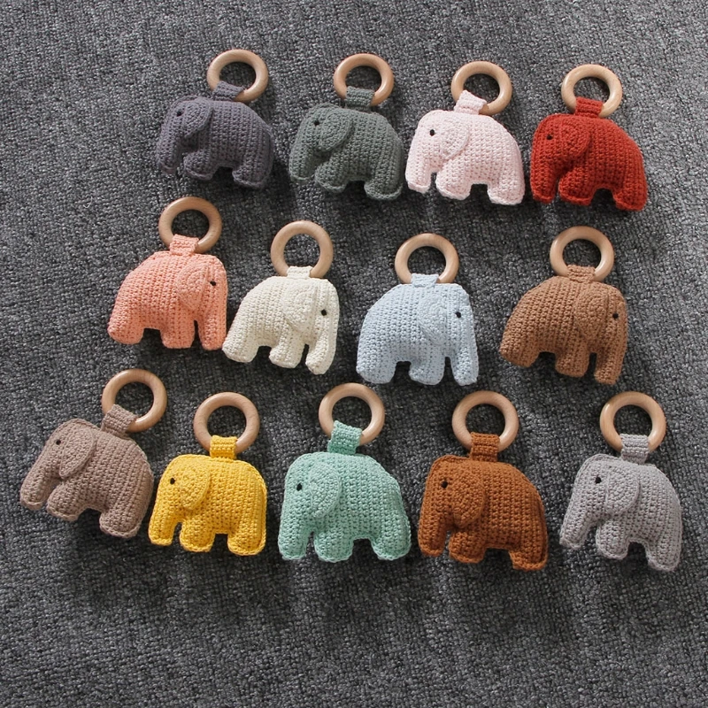 

Novelty Elephant Crochet Baby Teething Molar Play Toy for Training Chew Gum Anti-Eating Finger Baby Molar Stick BPA-Free