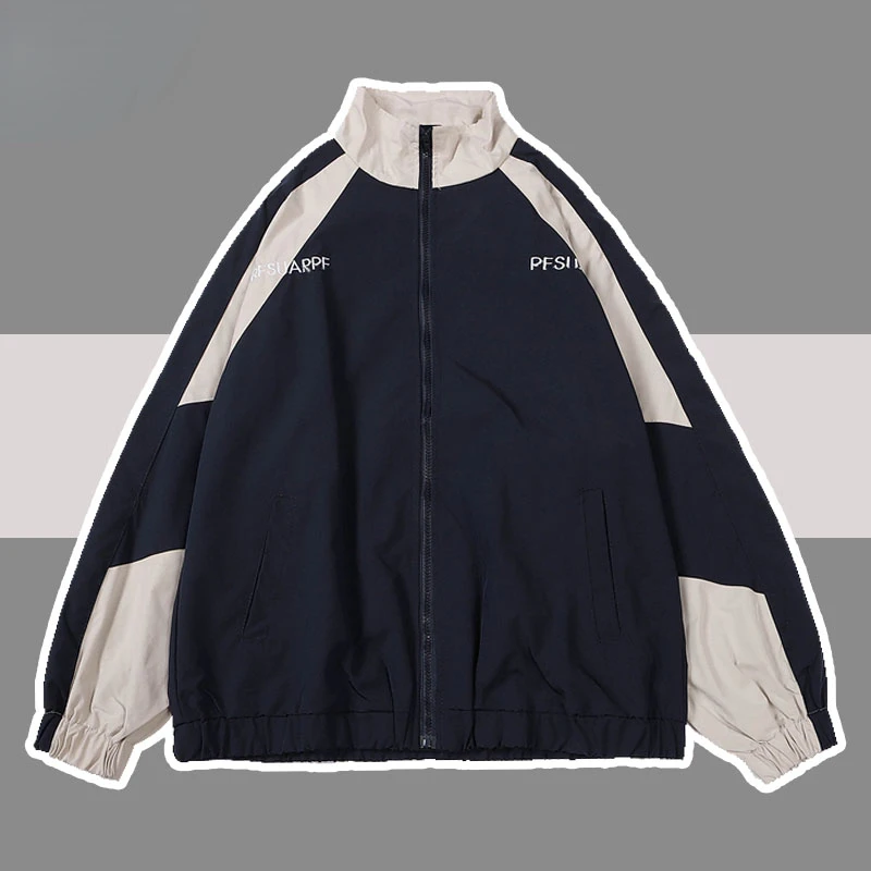 

Hip Hop Varsity Jacket Men High Street Patchwork Color Block Windbreaker Coats Women Spring Autumn Thin Fashion College Jackets