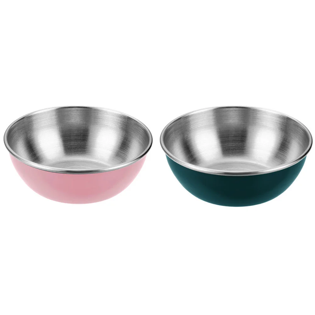 

2Pcs Multi-function Dipping Bowls Stainless Steel Spice Plates Stable Bottom Sauce Bowls