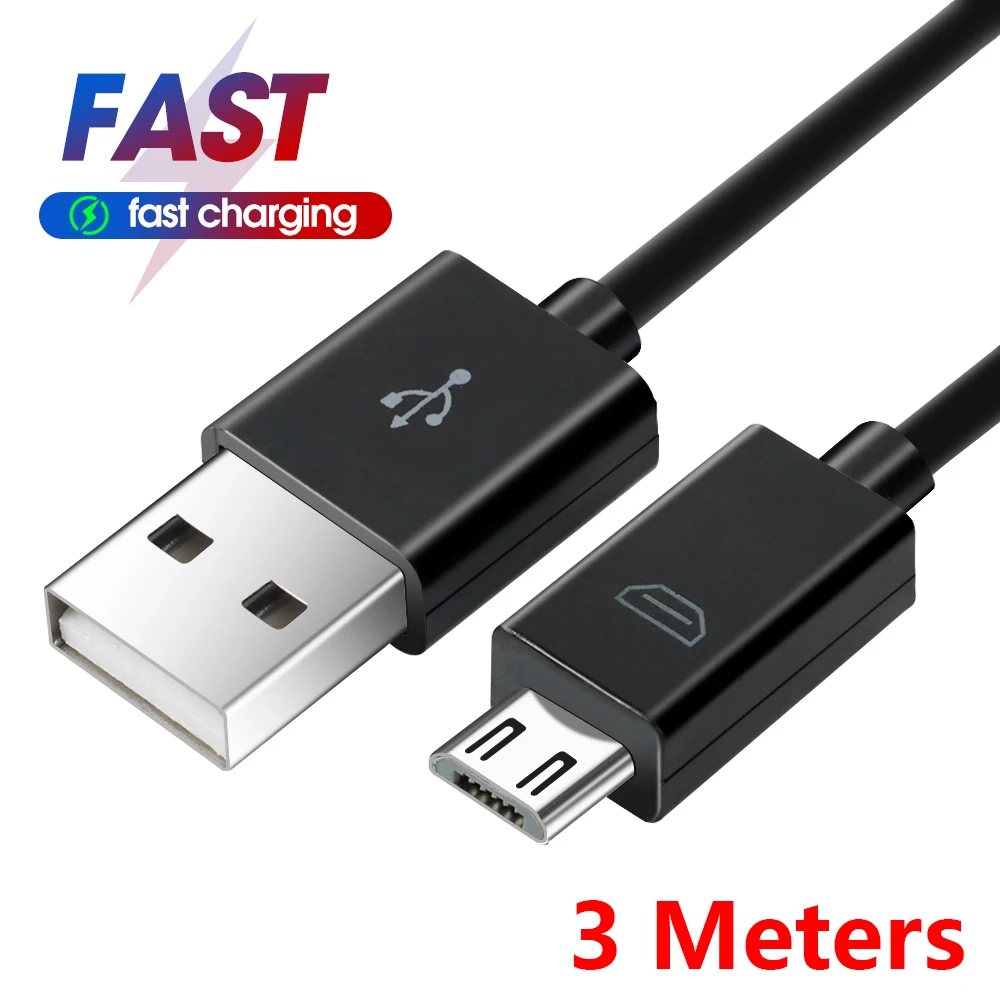 Кабель Micro USB для быстрой зарядки, 3 метра | AliExpress