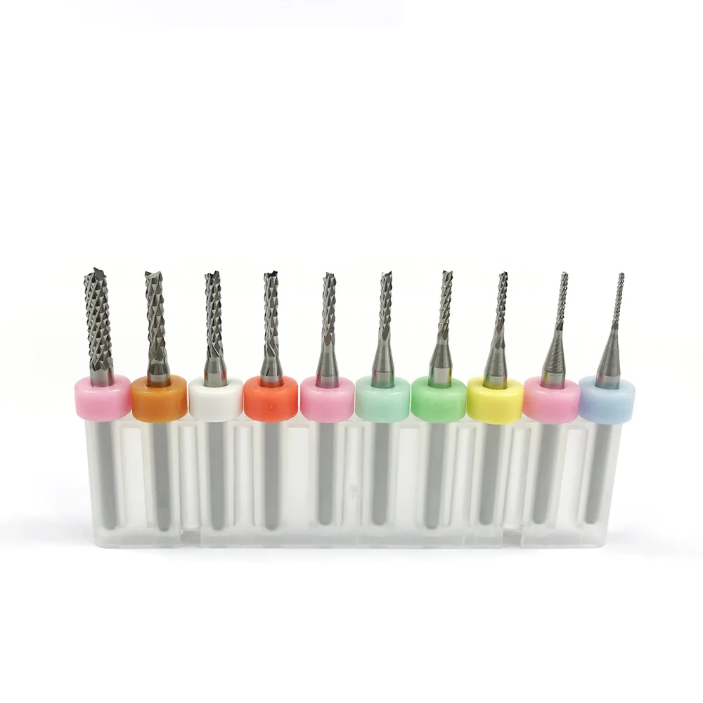 

Mini PCB Carbide Machine Tools End Mill 3.175 Diameter CNC Cutting Bits Milling Cutters Kit 0.8-3.175mm 10pcs/set CNC Router Bit
