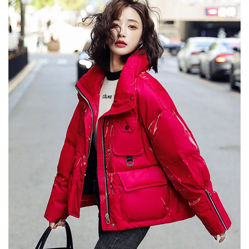 

Short down cotton-padded jacket women 2022 new winter bright foreign style cotton-padded jacket