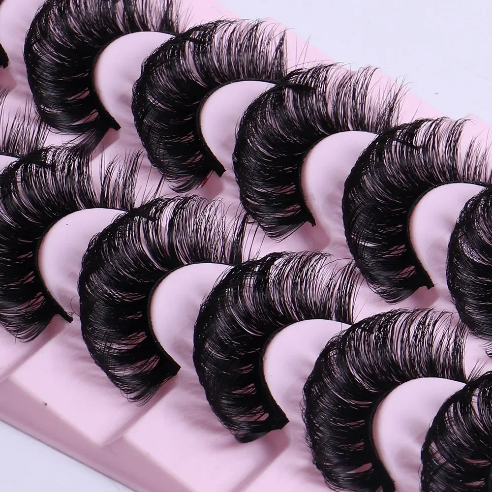10 пар русских полосатых ресниц DD Curl Lashes 3D ресницы многоразовые пушистые