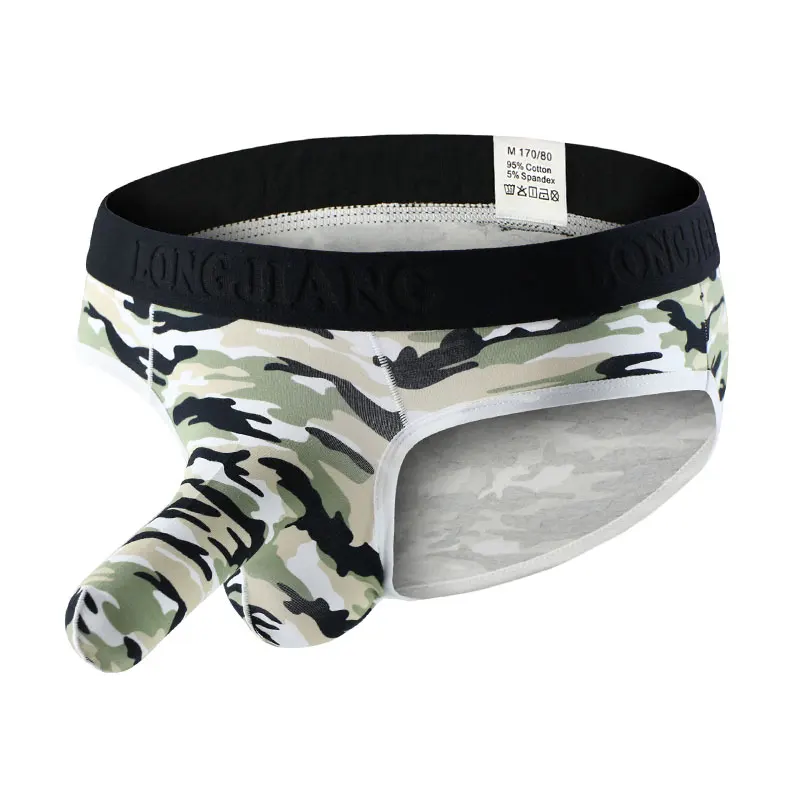 

Men's Underwear Elephant Trunk Cotton Breathable Sexy Briefs Camouflage Mid-waist Aircraft Pants Bullets Separated Underpants