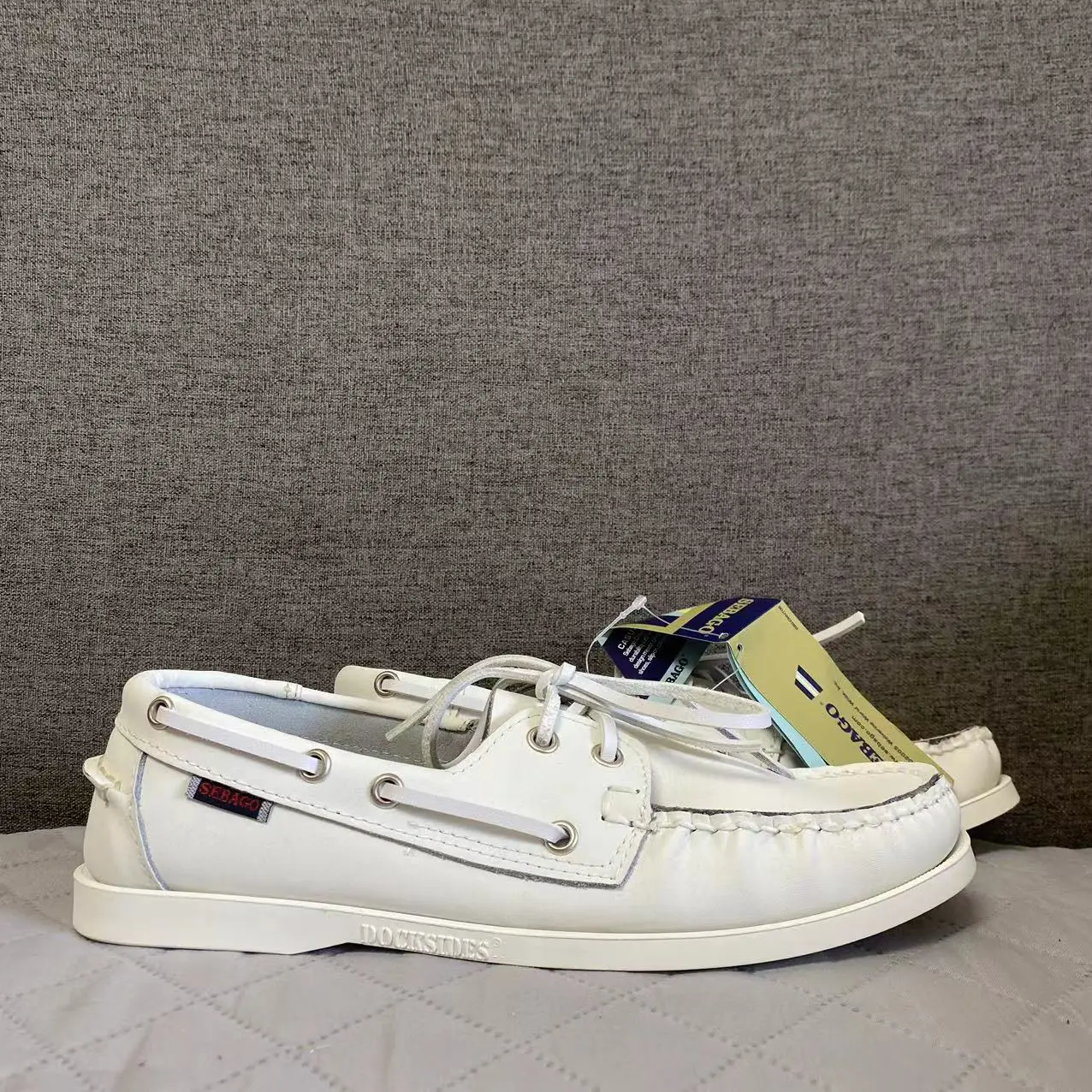 

Men Authentic Sebago Docksides Shoes - Premium Leather Moc Toe Lace Up Boat Shoes AC061