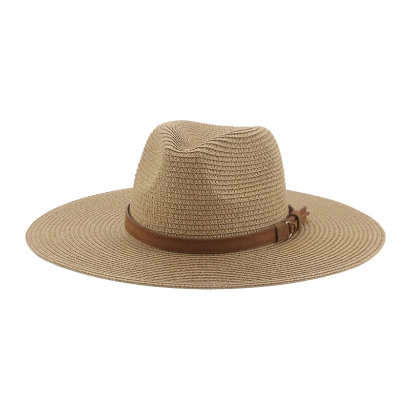 

Шляпы от солнца для мужчин и женщин, соломенные головные уборы с широкими полями, с ремешком 11 см, чёрные белые хаки бежевые, для мужчин и женщин