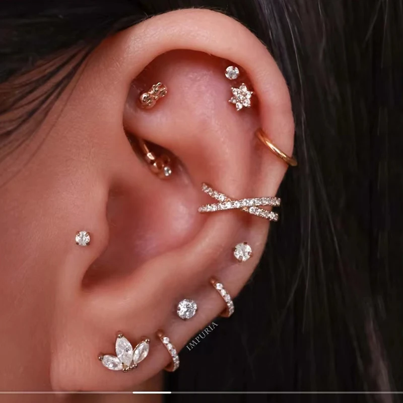 Серьги-гвоздики из Нержавеющей Стали Для Пирсинга Ушей серьги с кристаллами