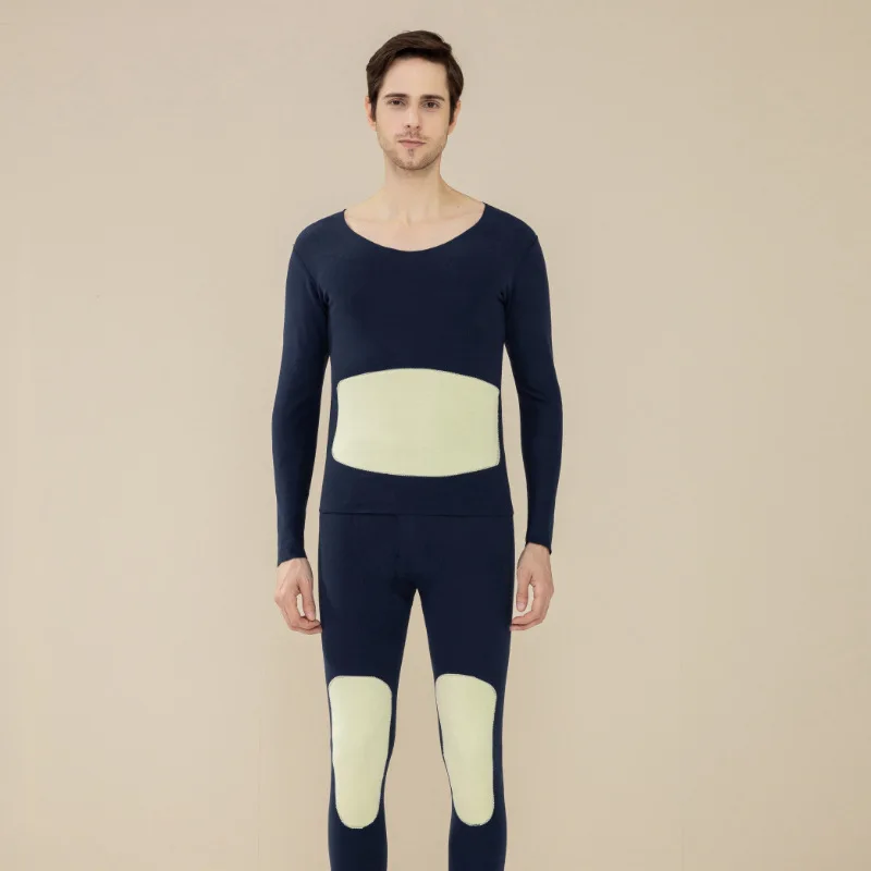 Qiuyi long trousers men's and suitone middle-aged elderly high-necked velvet electric thermal underwear