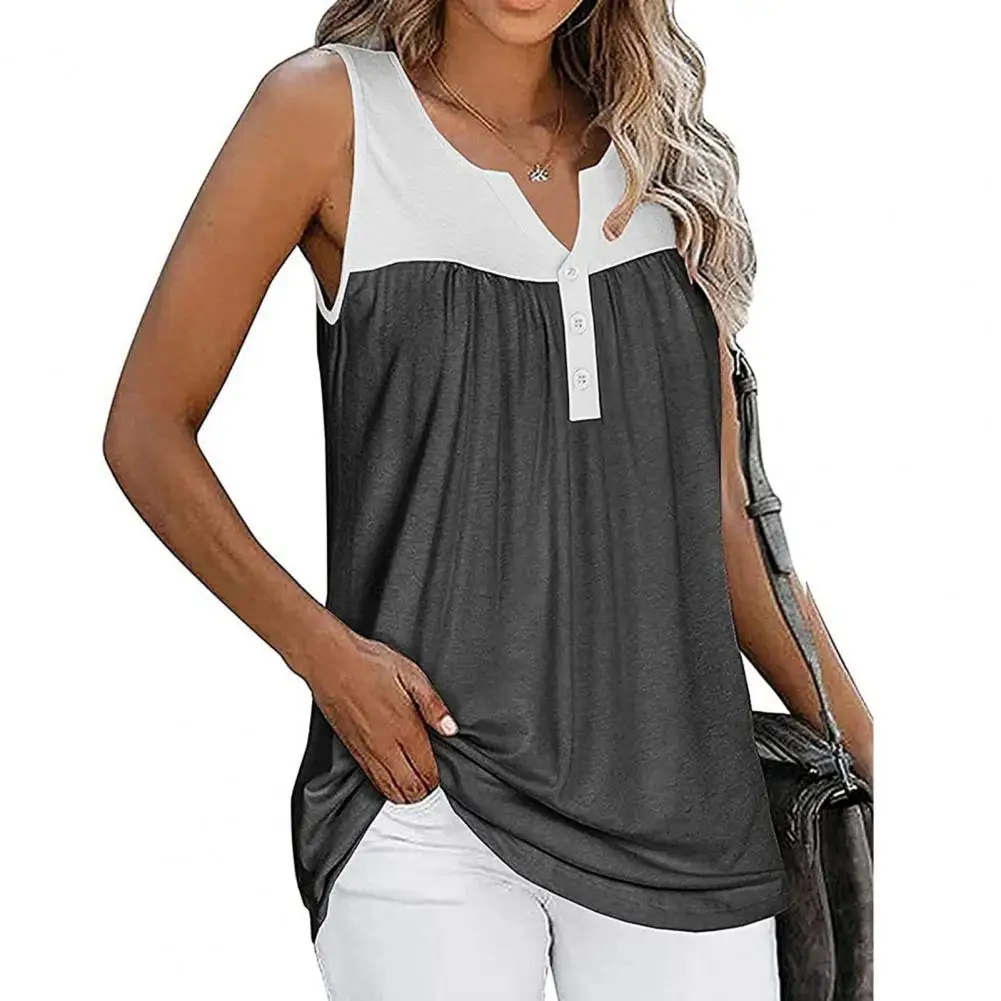 

Stylish Color Matching Casual Camisole Top Women Vest Soft Versatile