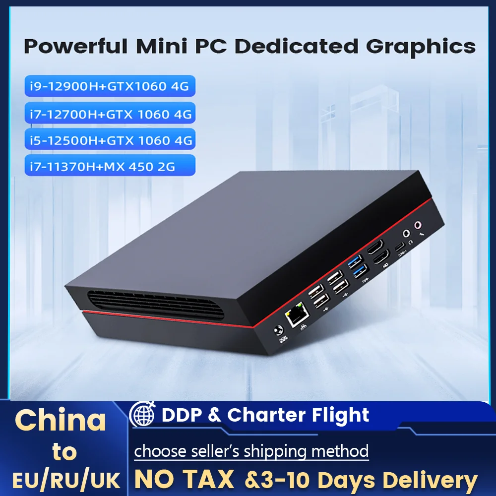 

Mini Gaming PC i9-12900H 12700H GTX1060 4G Thunderbolt4 Dual DDR4 Max64GB 2*HDMI2.0 8K 8*USB UHD HTPC Desktop Mini Computer