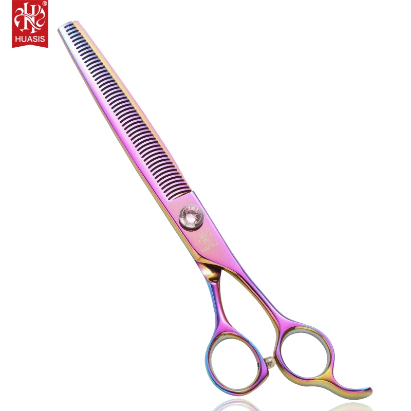 HUASIS HU13 Pink 7" Dogs Grooming Scissors Cats Thinning She