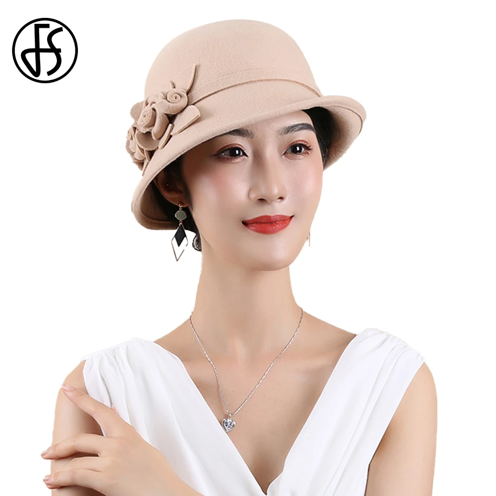 

Женская шляпка-«Колокол» FS, зимняя шляпка-«котелок» с шикарным цветочным рисунком