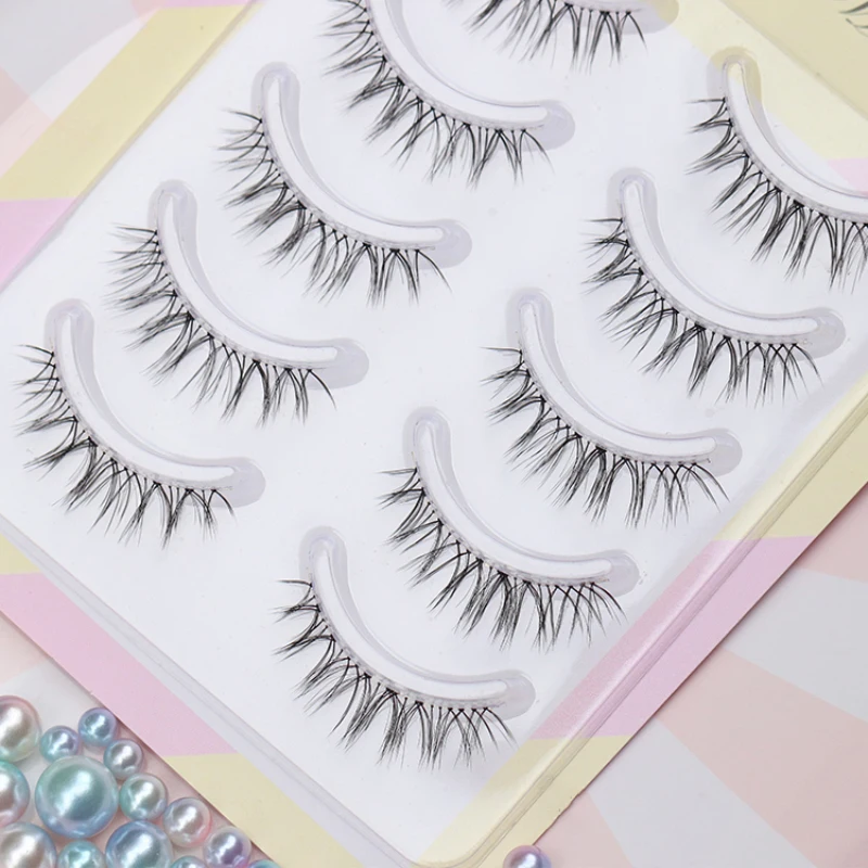 

New False Eyelash Stickers Female Natural Simulation Thick Curl Half-crunched Eye Tail Grafting Beginner Segmented Type