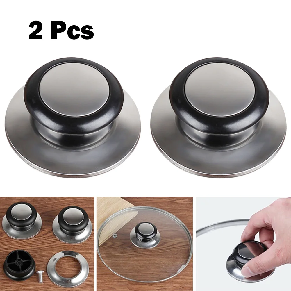 2pcs Replacement Lifting Handle Universal Pot Lid Holding Handle Glass Lib Cover Knob Cap For Kitchen Cookware Handgrip