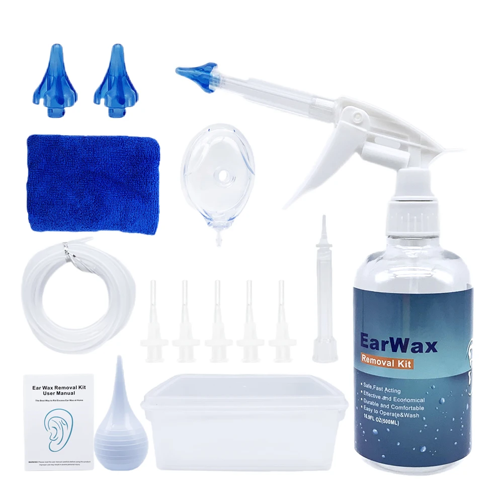 Ear Wax Washing Kit Earwax Removal Tool Irrigation Cleaner Water Syringe Squeeze Cleaning Ear Plastic Bottle Adults Kids 500ML