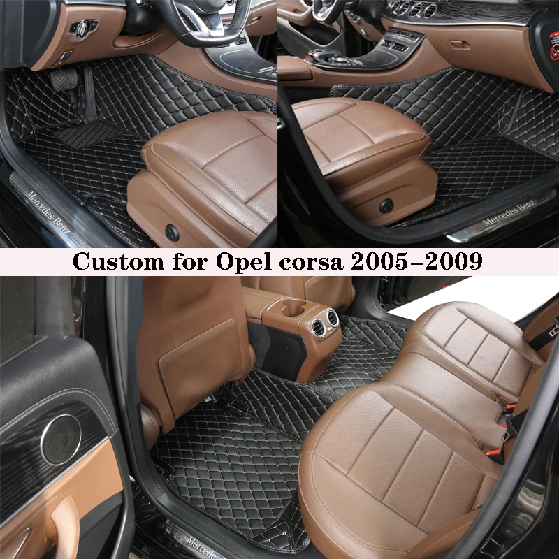 Car Floor Mat For Opel Corsa 2005 2006 2007 2008 2009 Rugs Panel Protective Pad Premium Custom Leather Foot Carpet Accessories