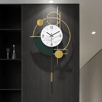 luxury design wall clock pendulum digital modern nordic art metal decoration living room watch classic horloge murale gift