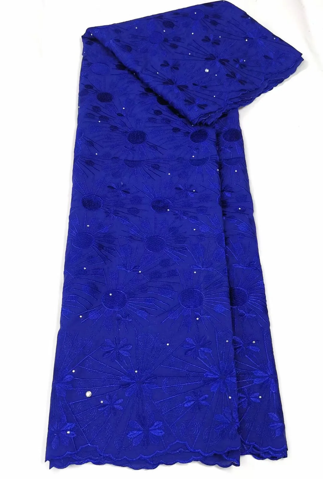 

2022 Latest Design Swiss Royal Blue Voile Lace Satin Fabric High Quality Cotton Dry Lace Fabric Nigeria For Bride Evening Dress