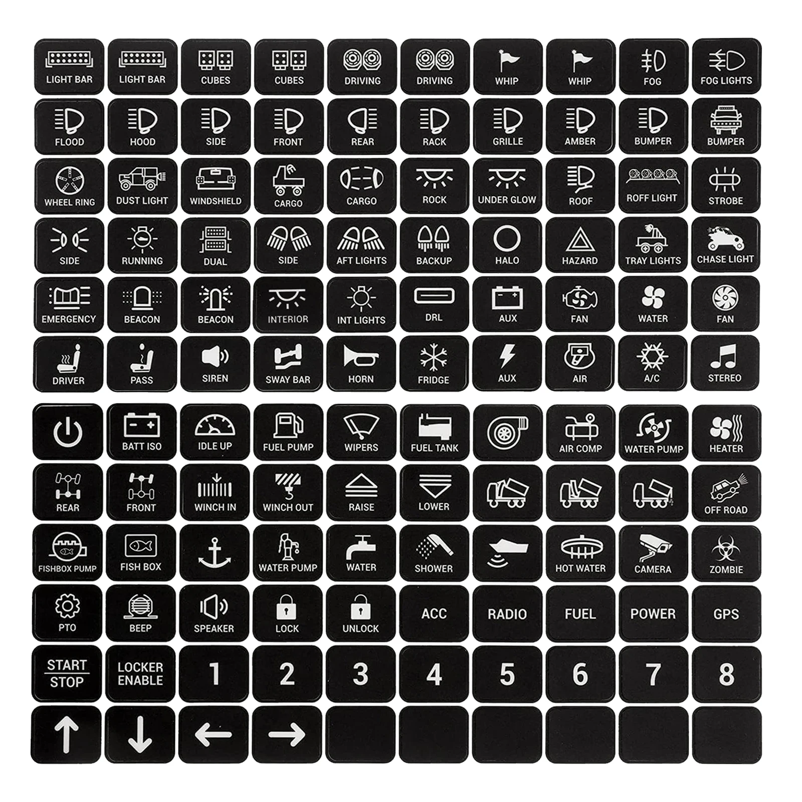 

Наклейки на кнопочный переключатель, 120 этикеток, 6/8/12 групп, наклейки на сенсорную панель, морская лодка, грузовик, кемпер, управление приборной панелью
