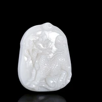 hot selling natural hand carve white jade kirin necklace pendant fashio jewelry accessories men women luck gifts1d