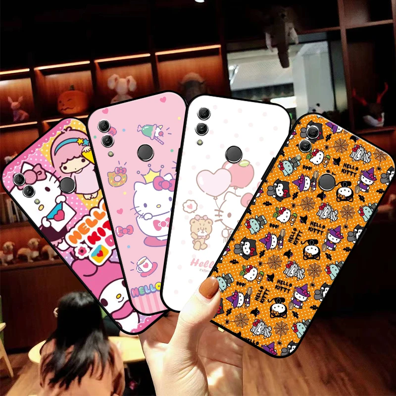 

Cartoon Hello Kitty Phone Case For Huawei Honor 10 V10 10i 10 Lite 20 V20 20i 20 Lite 30S 30 Lite Pro Liquid Silicon Black