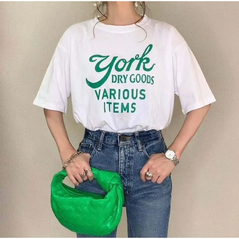 

T-Shirt Cotton Alphabet Print Versatile Short Sleeve Crew Neck T-Shirt Leisure Ladies T-shirt 2022 Summer New Ladies Top Korea