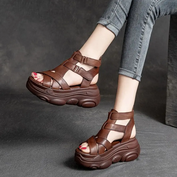 

Women Platform Sandals 2022 Summer Designers Chunky Wedges Shoe Black Buckle Beach Slippers Woman High Gladiator Sport Sandalias