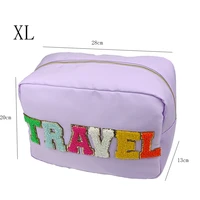 size xl solid color waterproof nylon oversized cosmetic bag trash bag with towel embroidered letter patch travel