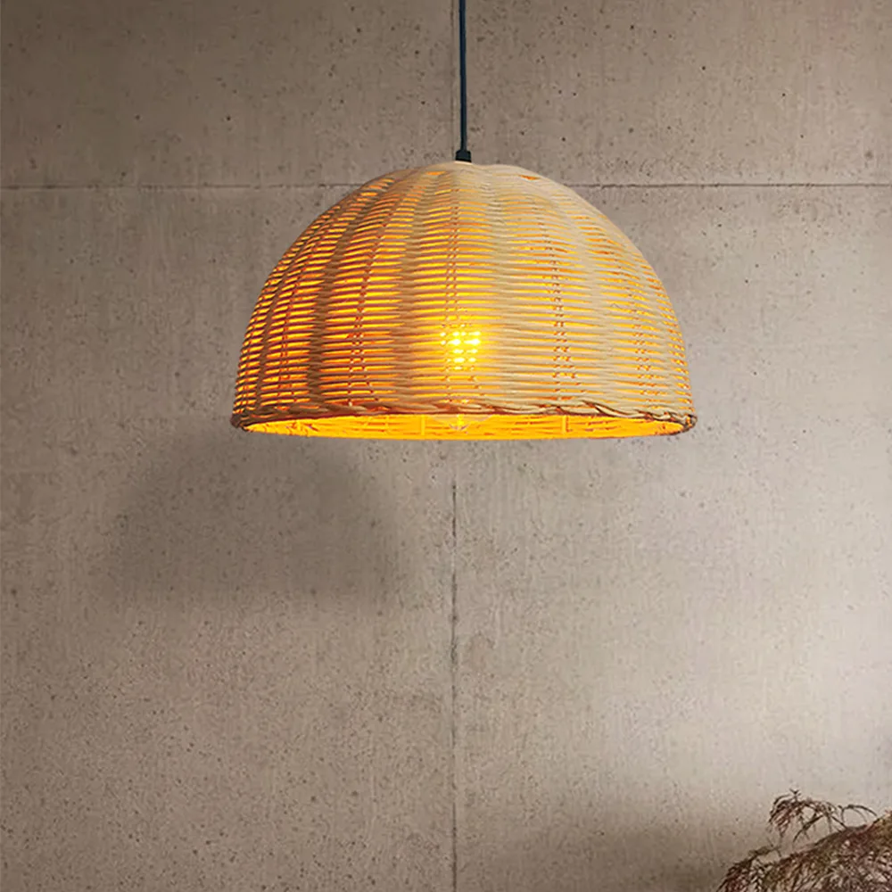 

Japanese Pendant Lights Hand-woven Natural Rattan Hanging Lamp For Dining Room Nordic Restaurant Cafe Bar Decor Loft Luminaire