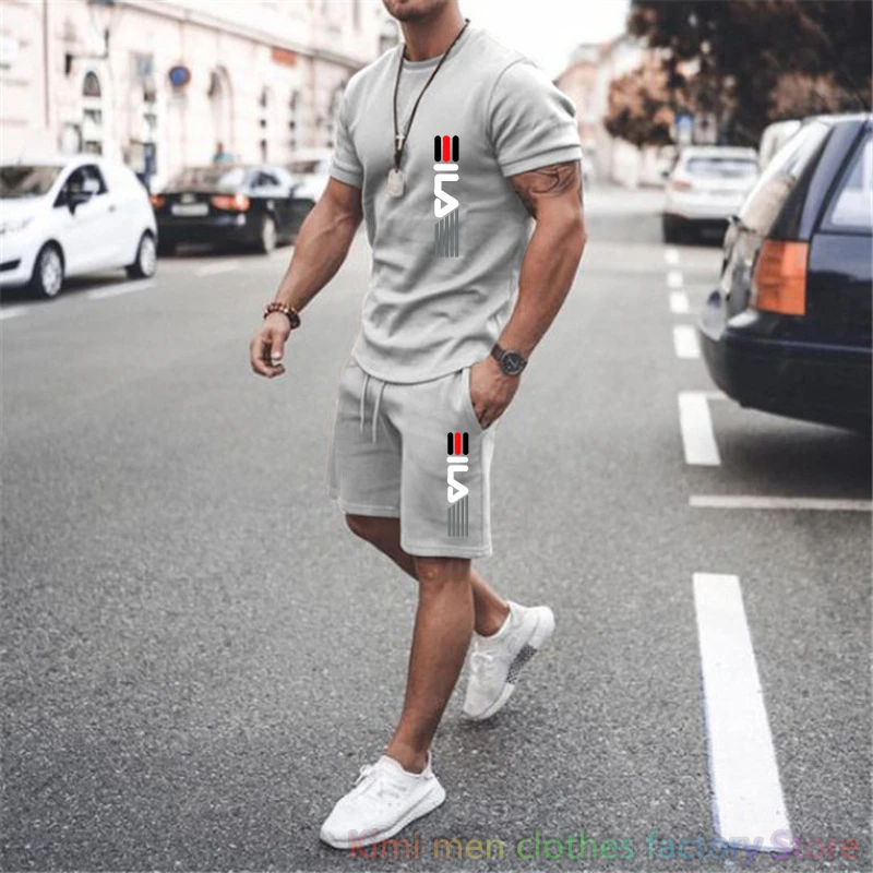 Tracksuit Jogging suit Brand Print TShirts Shorts Sets Cotton Set Men Oversized 2 Piece Outfits Sets for Men Summer Streetwear