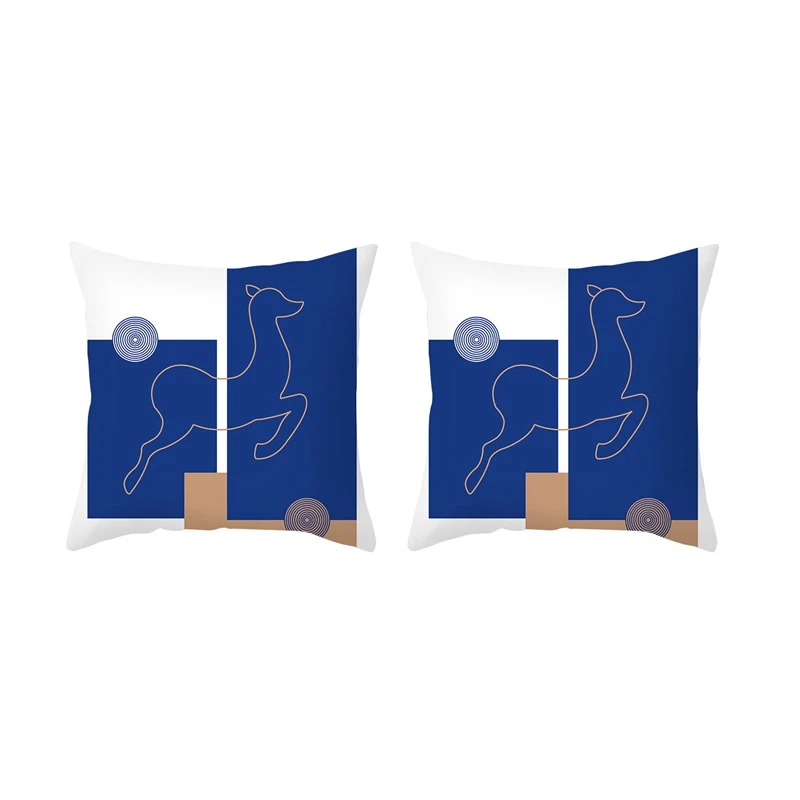 

Nordic Simple Pillowcase Ins Blue Abstract Super Soft Print Pillow Retro Art Pillowcase Sofa Cushion