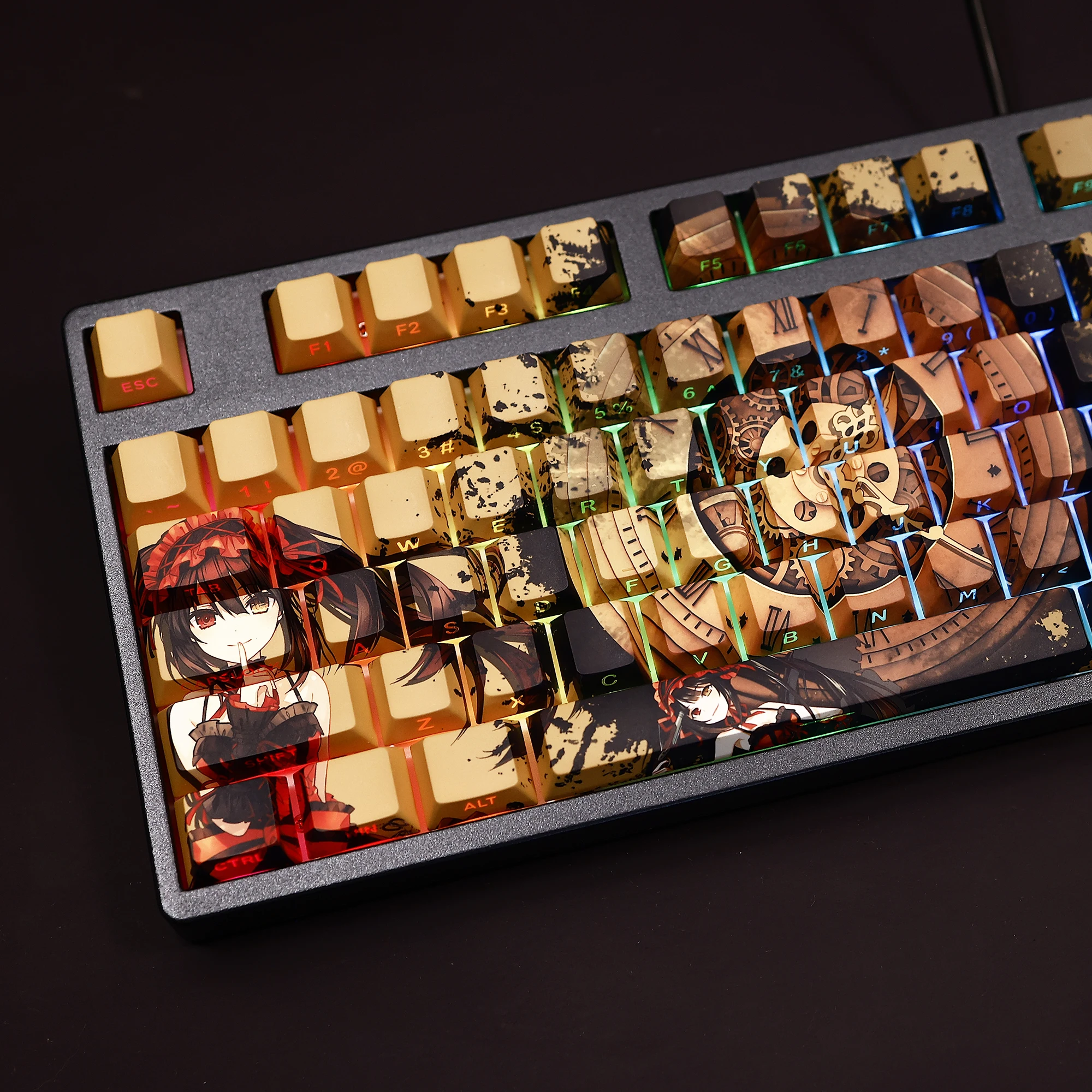 108 клавиш/набор Tokisaki Kurumi аниме-игра милая девушка колпачки для клавиш из ПБТ