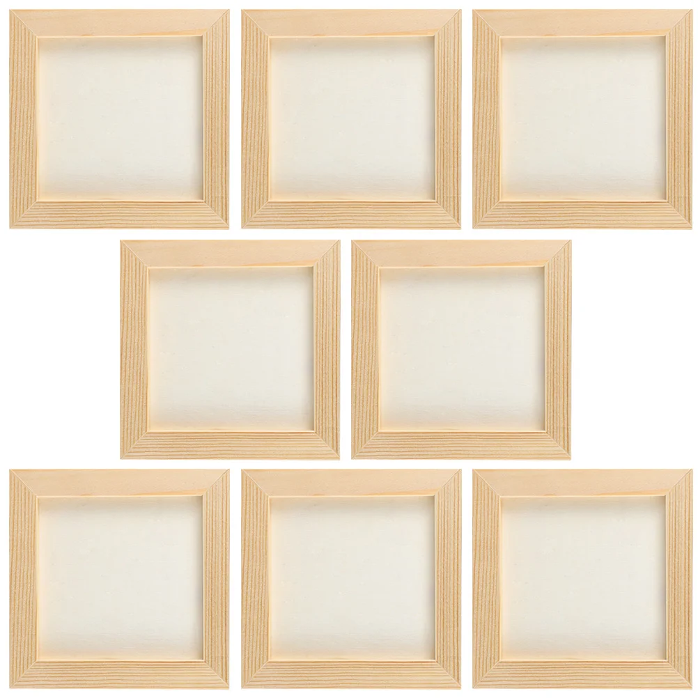 

8 Pcs Kids Picture Frames Clay Photo Painting Wood Decorate DIY Wooden Blank Craft Child