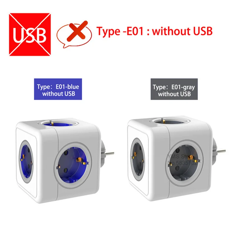 Удлинитель Sopend EU Plug с 4 розетками переменного тока + 2 USB-порта для зарядки 1 адаптер