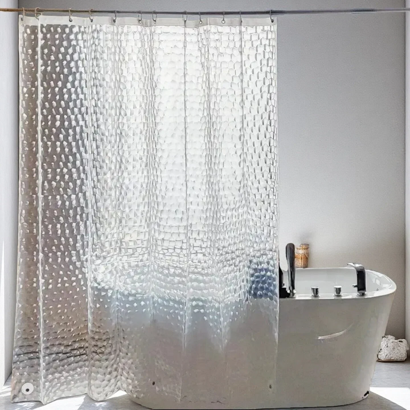 

Прозрачная водонепроницаемая душевая шторка 3D "Кубы и вода", 1 шт.