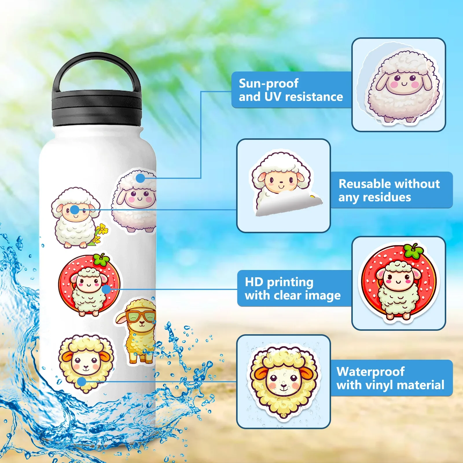 50 шт. водонепроницаемые наклейки для детей