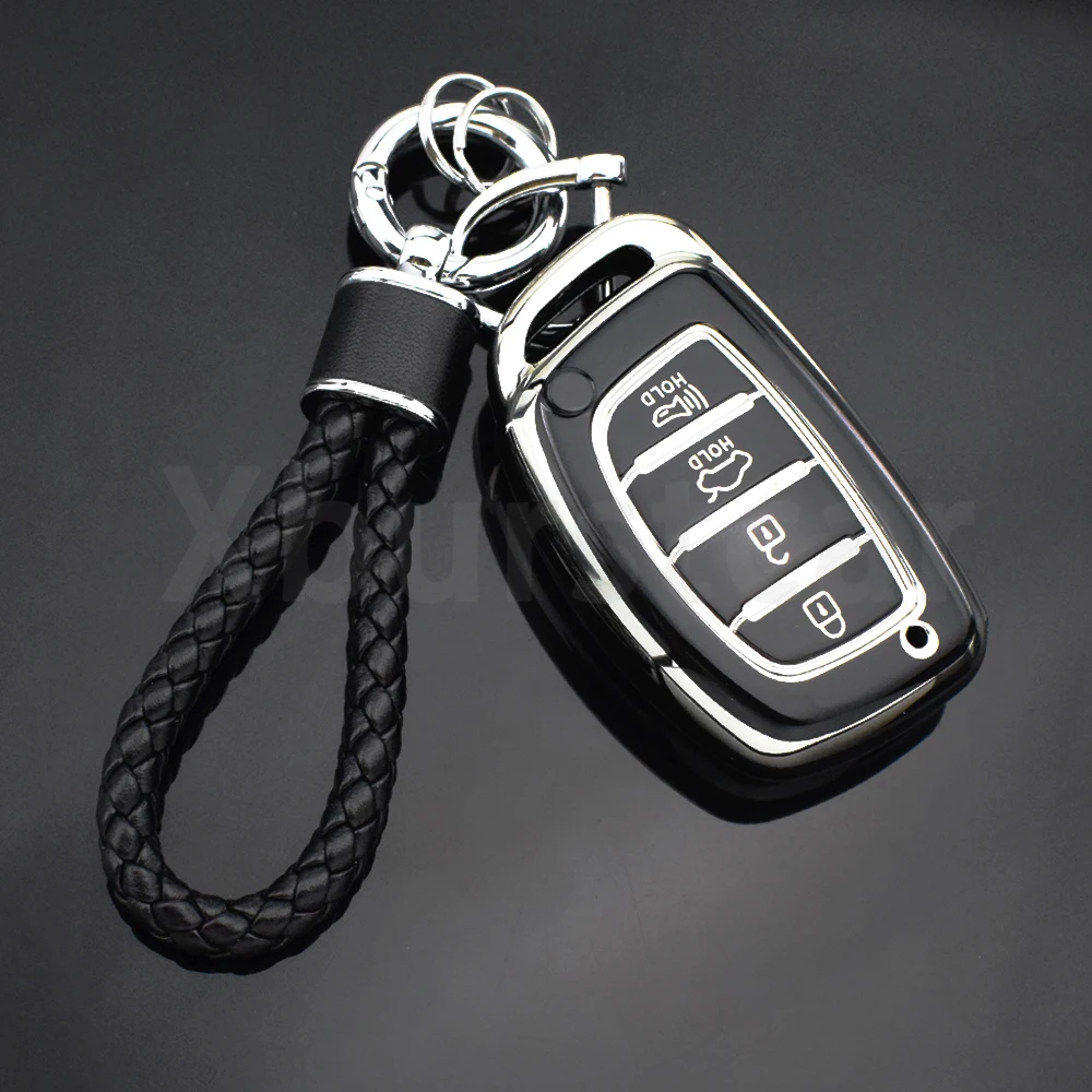 

Чехол для автомобильного ключа из ТПУ с 4 кнопками для Hyundai Tucson Santa Fe Rena Sonata Elantra Creta Ix35 Ix45 I10 I30 I40 Auto Shell Fob