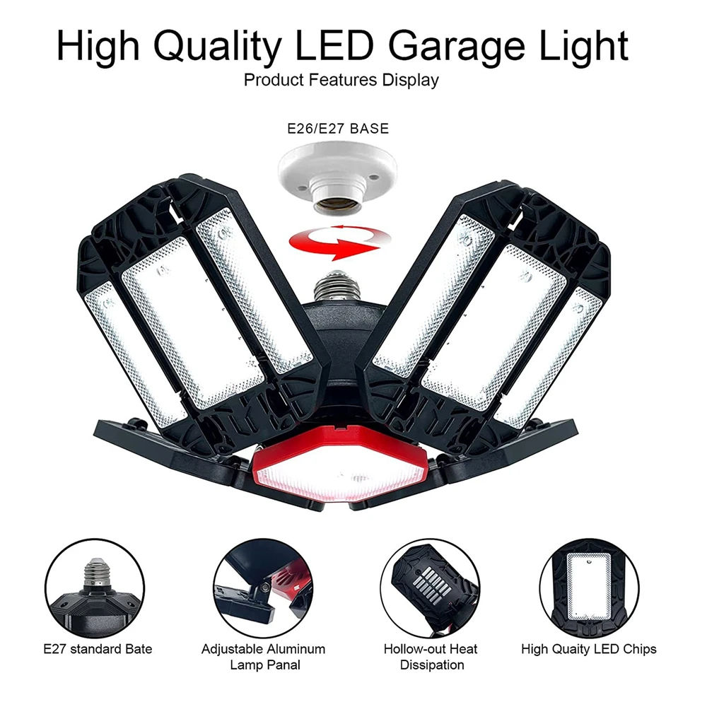 

LED Garage Light E27 Adjustable Deformable Ceiling Light for Shop/Storage/Warehouse Workshop Lighting Industrial Lighting