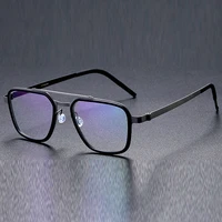 titanium handcrafted light weight double bridge optical frame custom photochromic myopia reading glasses prescription lens