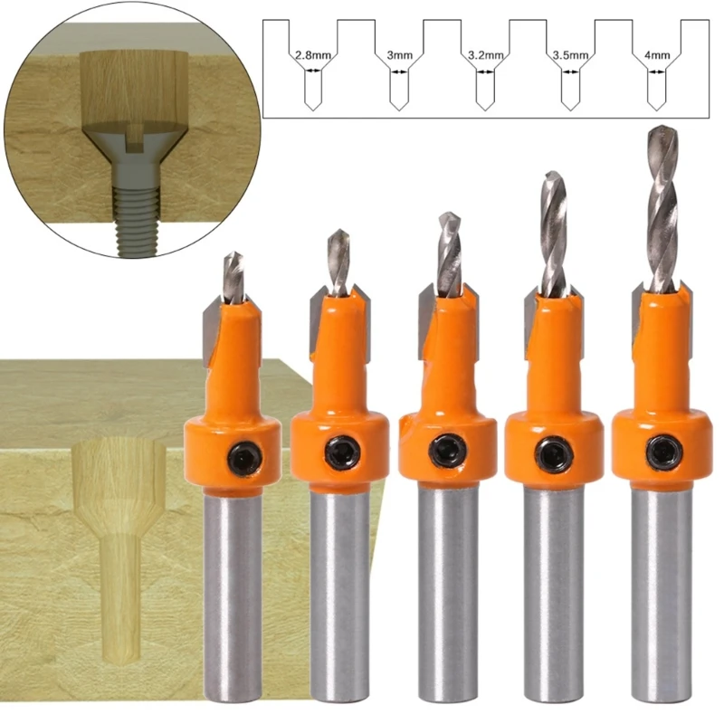 

8/10mm Shank HSS Woodworking Step Drill Countersink Router Bit Screw Extractor Dropship