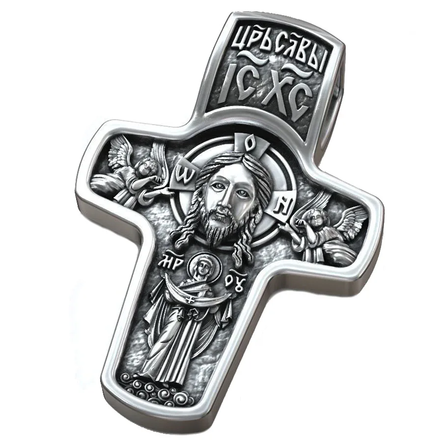 

Золотая подвеска в виде креста православной Иисуса Христа и Девы Марии, серебро 925 пробы, 12 г