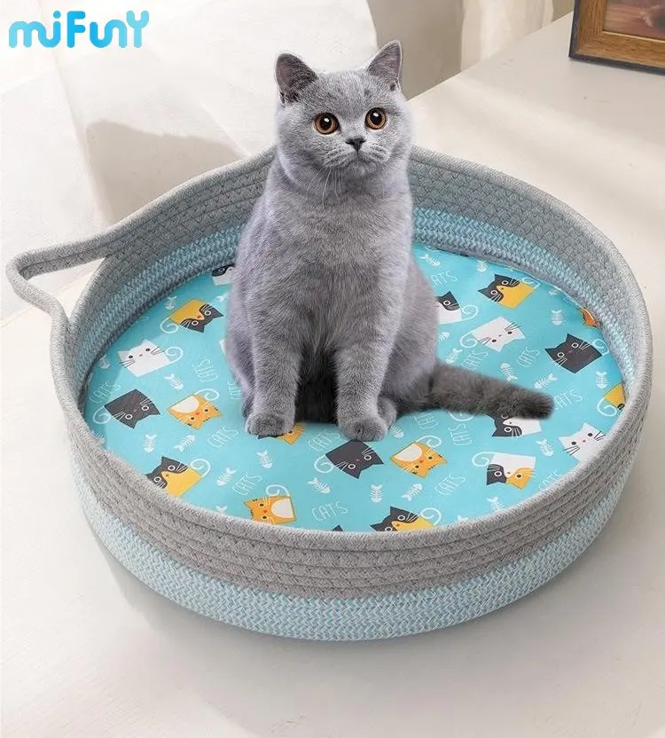 

Mifuny Cat Litter Mat Japanese Style Cooling Kennel Cat Litter Rattan Weaving Cat Claw Mattress Cool and Warm Net Red Pet Nest