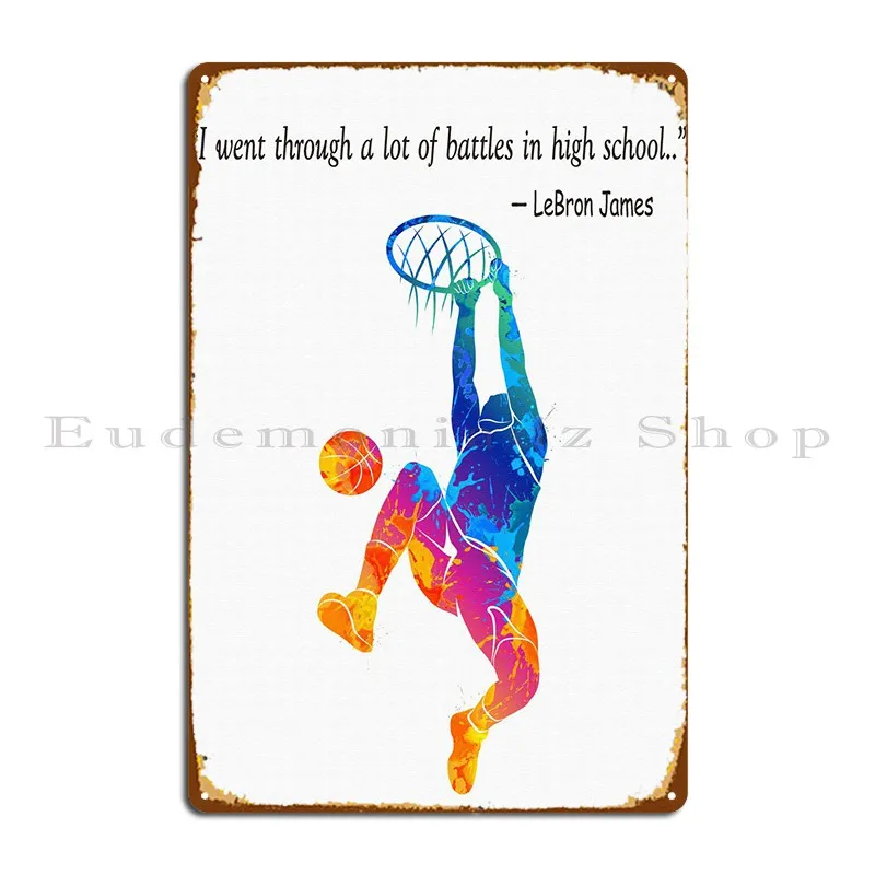 

Баскетбольный игрок Цитата металлический знак настенная роспись паб Настенный декор Печать пещера жестяной знак плакат