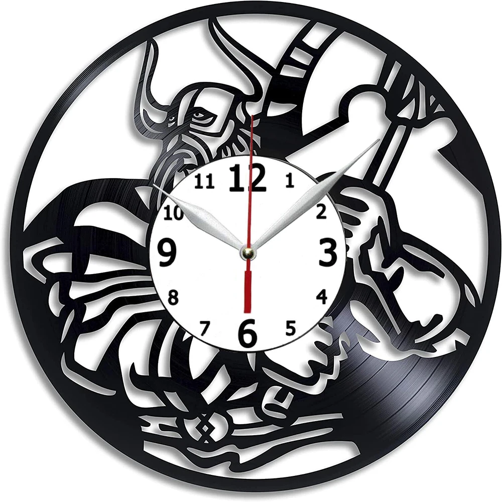 

Настенные часы с виниловой пластиной в стиле викингов, домашний декор, подарок для лучшего друга, винтажный предмет, 12 дюймов