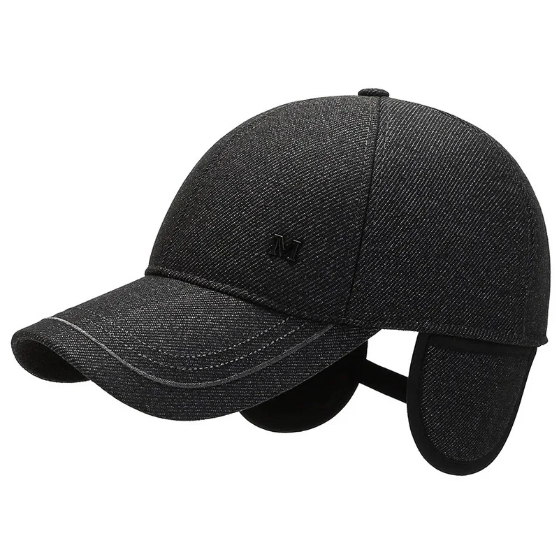 

2022 Autumn Winter Men Warm Baseball Cap With Earmuffs Male Snapback Dad Ear Hat Outdoor Thickening Cold Kpop Bone Business C22