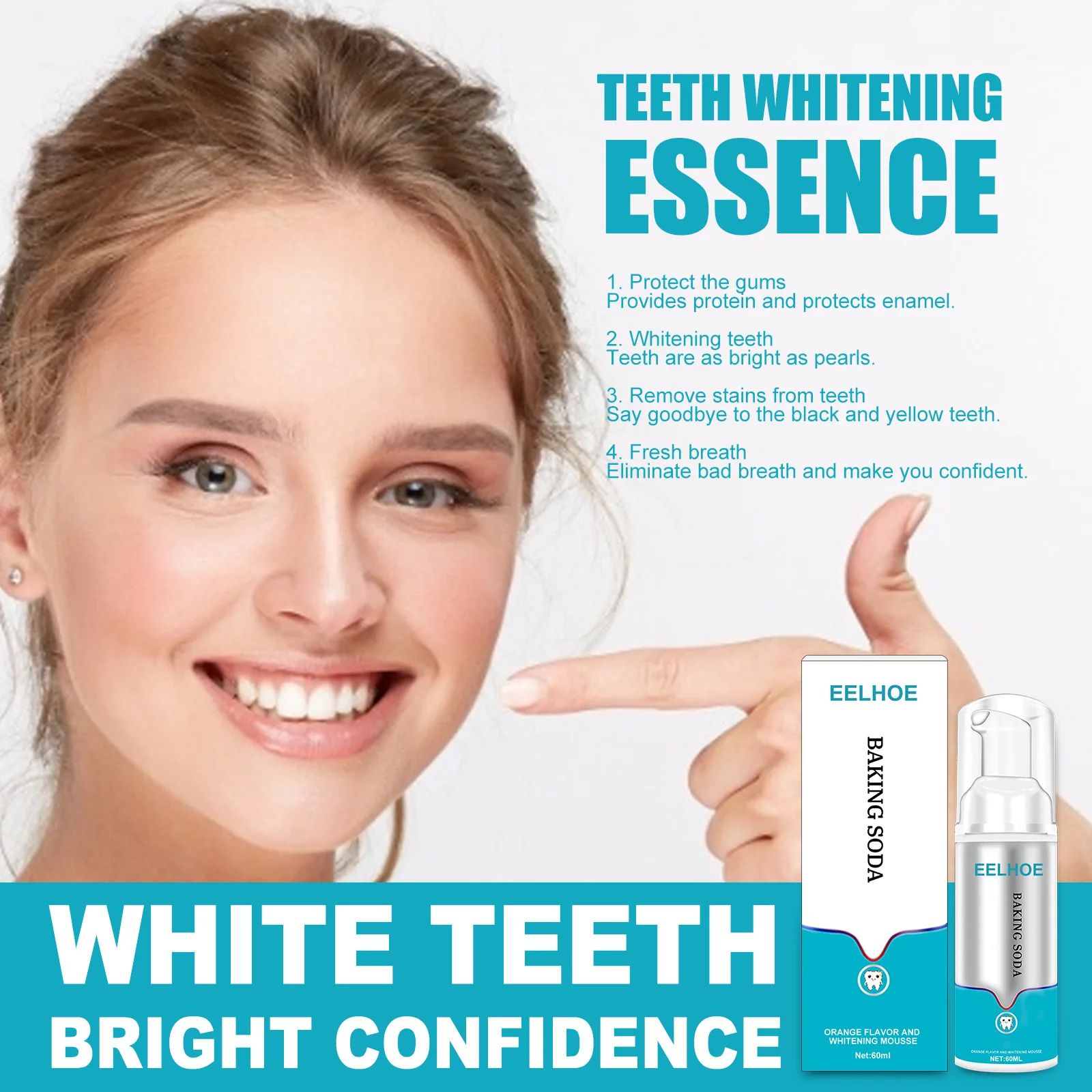 

Teeth Cleansing Whitening Mousse Baking Soda Toothpaste Foam Toothpaste Removes Stains Fresh Breath Dental Care Tools 60ml