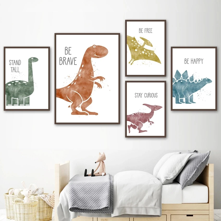 

Triceratops Pterosaur Cartoon Dinosaur Wall Art Canvas Painting Nordic Posters And Prints Wall Pictures For Kids Room Decor