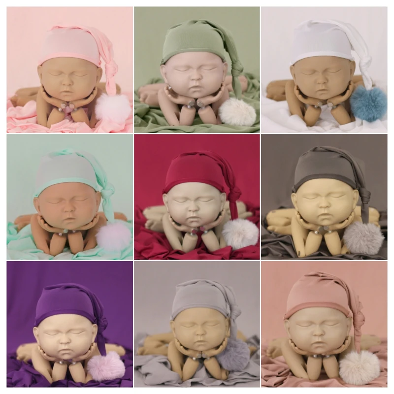 Dvotinst Newborn Baby Photography Props Cute Furry Ball Bonnet Soft Wrap Background Blanket Studio Shoots Fotografia Photo Props